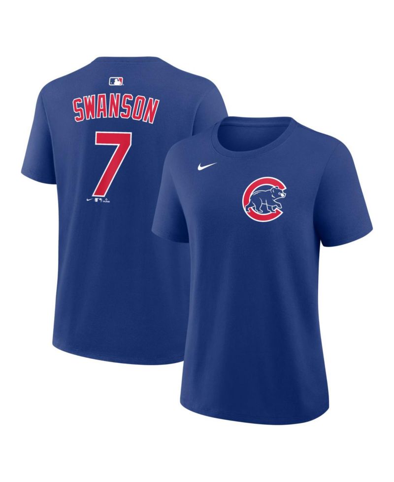 Women's Dansby Swanson Royal Chicago Cubs Name and Number T-Shirt