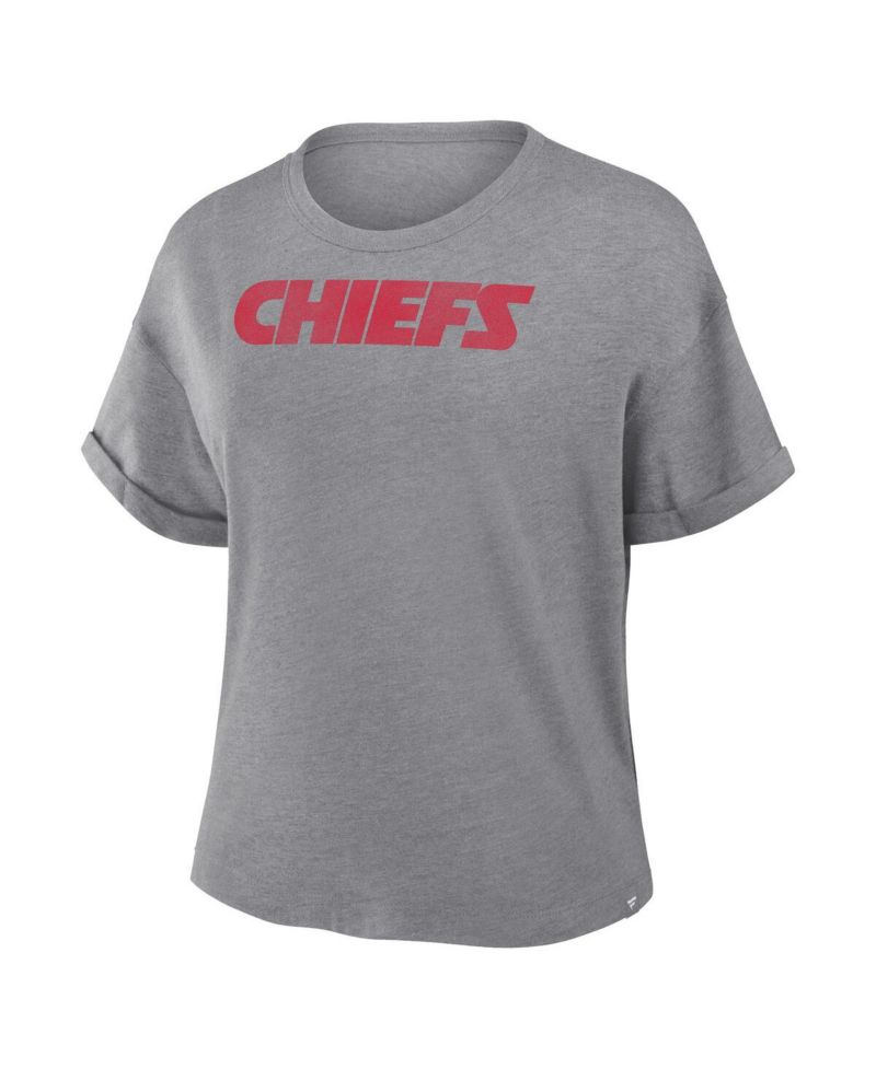 Women's Heather Gray Kansas City Chiefs Swing Pass Tri-Blend Boxy T-Shirt