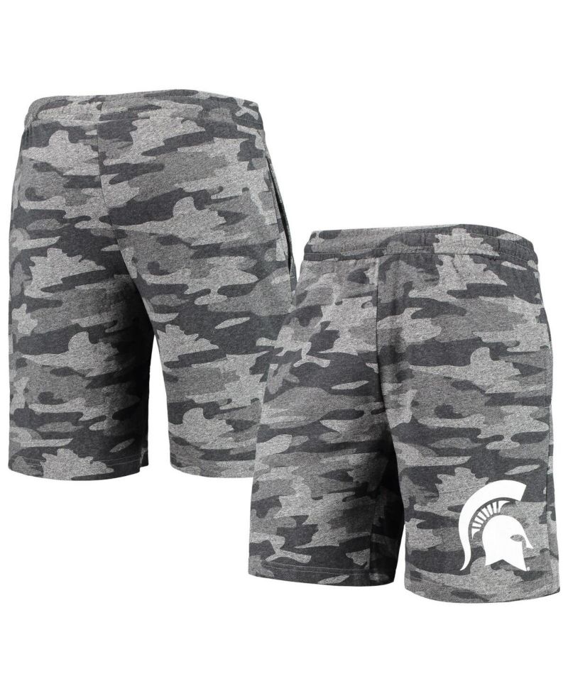 Men's Charcoal, Gray Michigan State Spartans Camo Backup Terry Jam Lounge Shorts