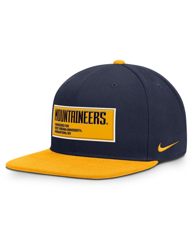 Men's Navy/Gold West Virginia Mountaineers 2025 On-Field Patch Pro Dri-FIT Snapback Hat