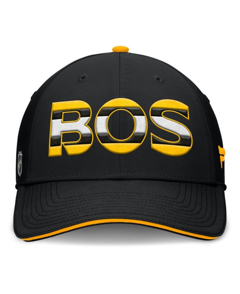 Men's Black/Gold Boston Bruins Authentic Pro Rink Team Code Flex Hat