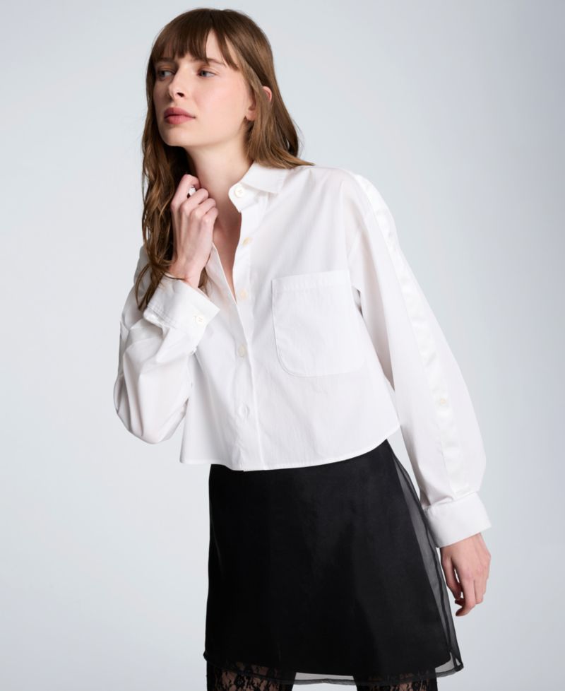 Women's Poplin Button-Front Top