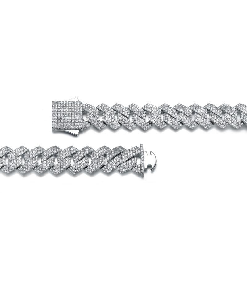 Dazzling Men's White Gold Plated Chic CZ Pave Chain Bracelet