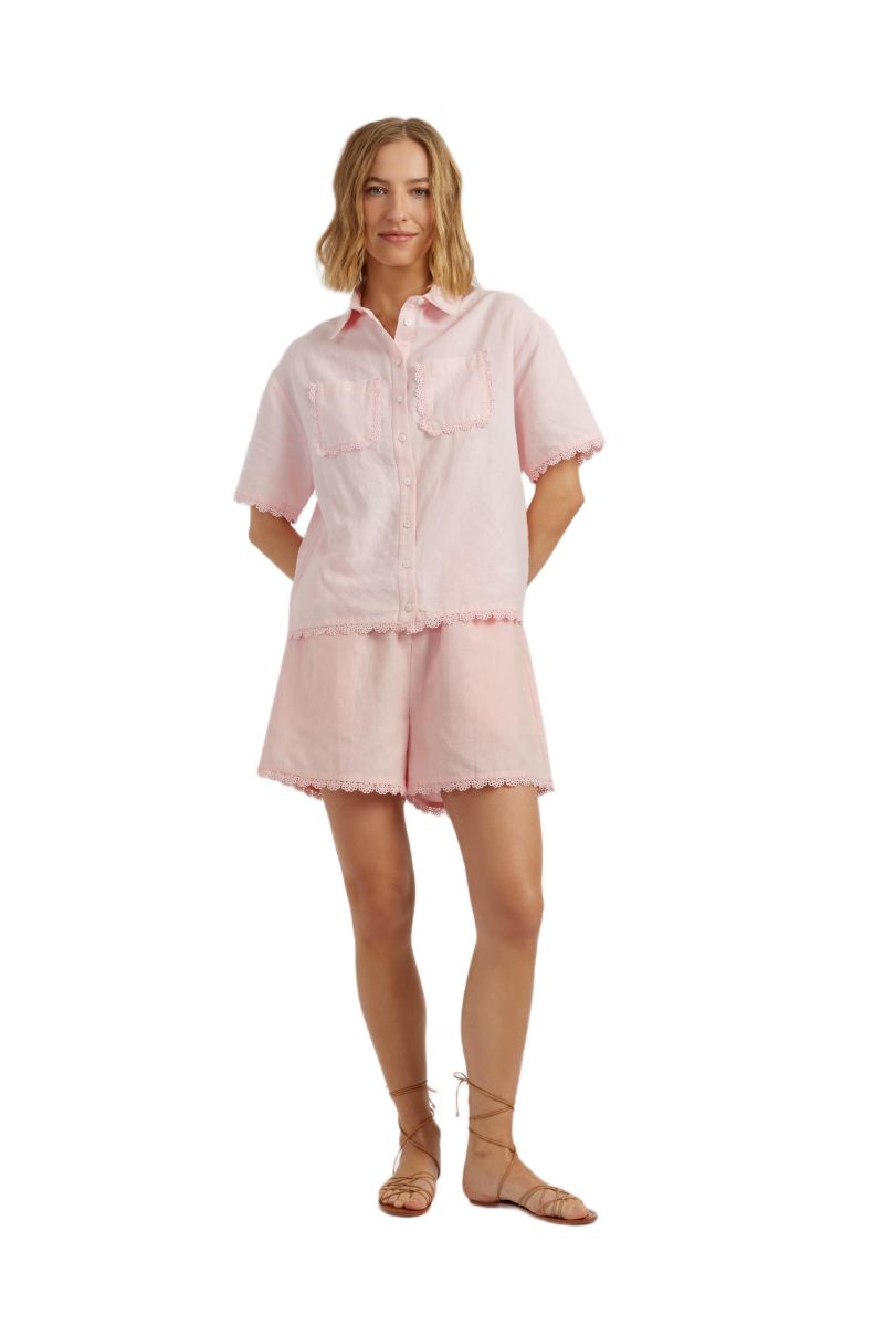 Women's Chinti and Parker Sienna Linen-Blend Scallop Edge Shirt