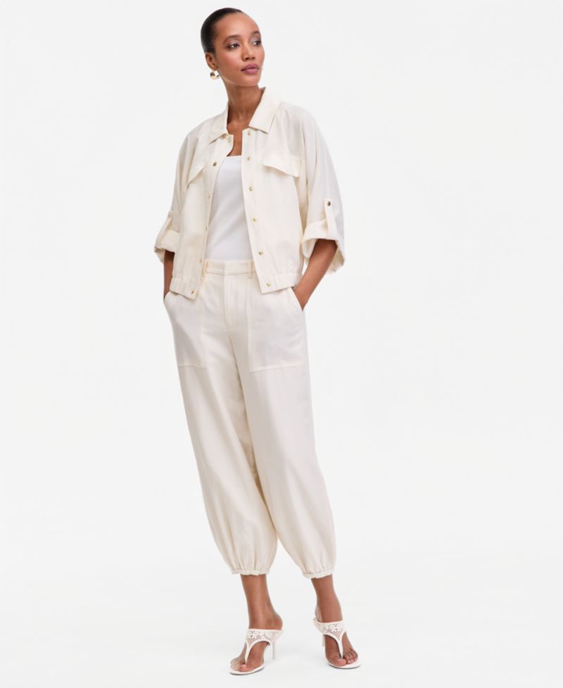 Women's Linen-Blend 3/4-Sleeve Shirt Jacket