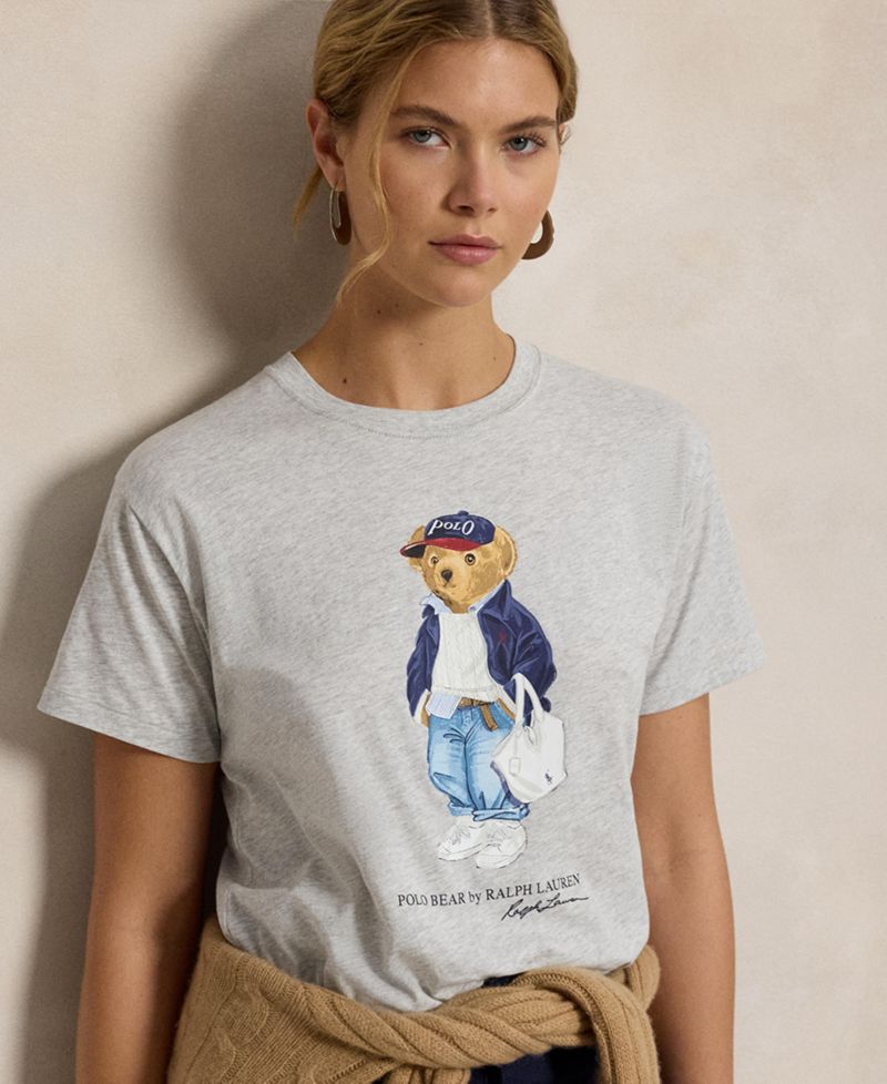 Women's Bear Print Crew Neck T-Shirt