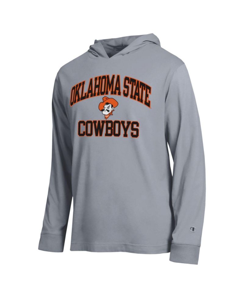 Men's Heather Gray Oklahoma State Cowboys High Motor All-Star Long Sleeve Hooded Sweatshirt