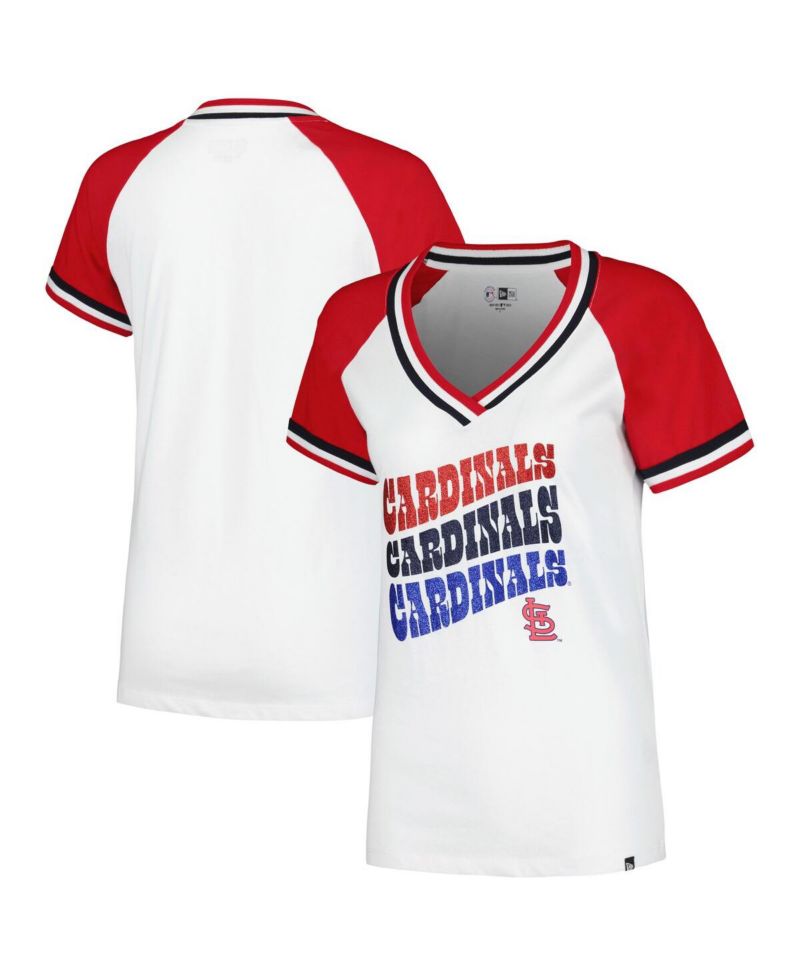 Men's White St. Louis Cardinals Jersey Double Binding Raglan V-Neck T-Shirt