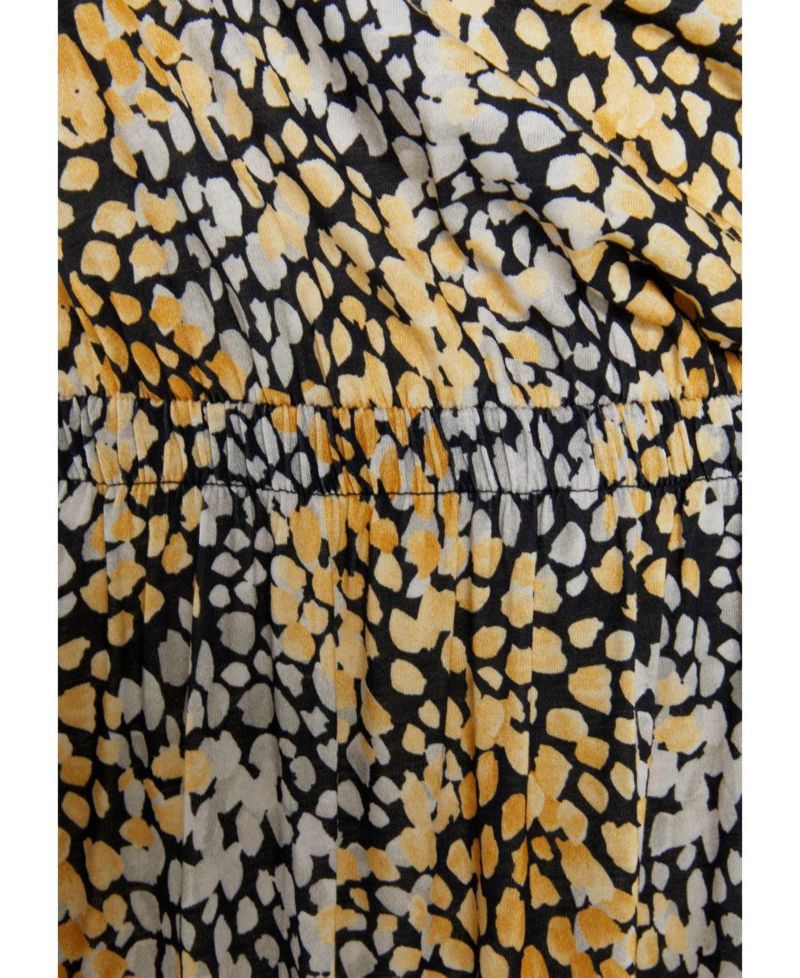 Women's Viscose Printed Side Slit Column Elastic-Waist Maxi Dress
