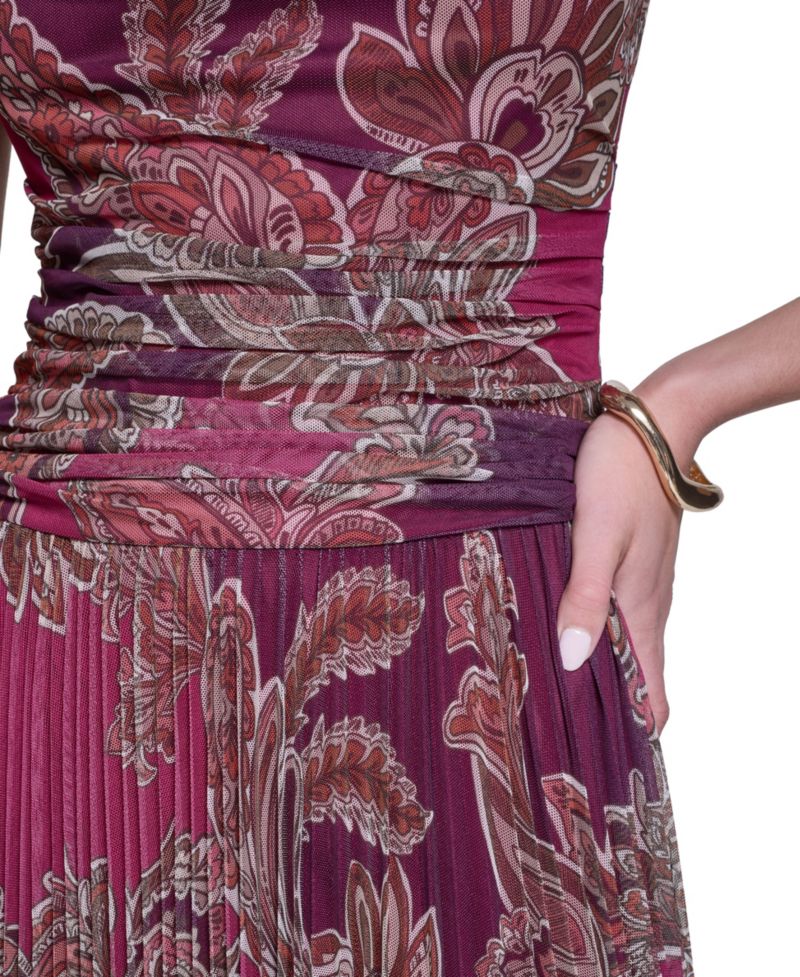 Women's Mock Neck Mesh Midi Dress
