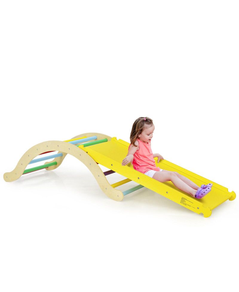 3-in-1 Wooden Climbing Arch, Ramp, and Cushion Pad, 3-Piece Set