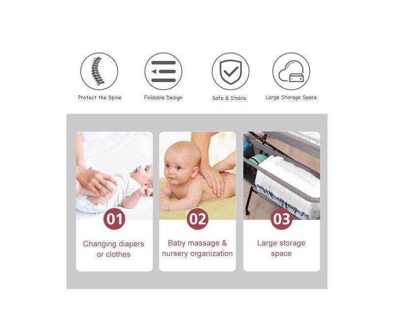 Portable Infant Changing Station Baby Diaper Table with Safety Belt