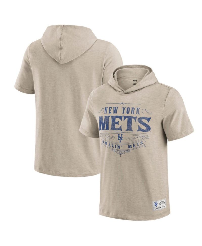 Men's Tan New York Mets Hooded T-Shirt