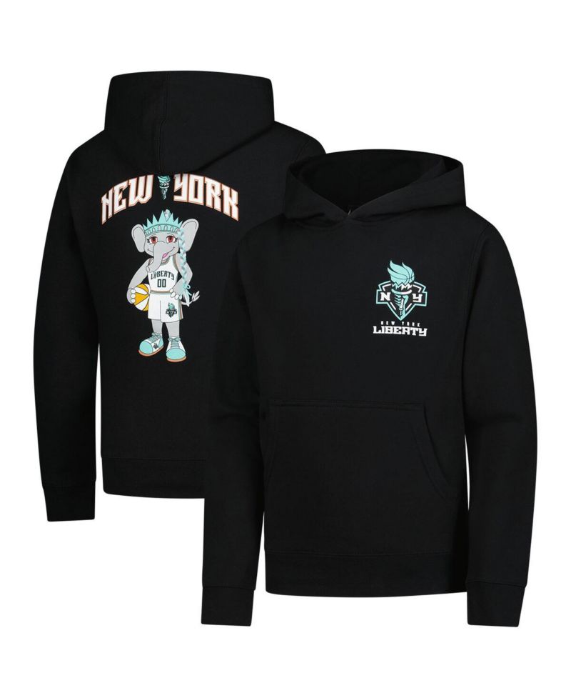 Big Boys and Girls Black New York Liberty Ellie Standing Mascot Hoodie