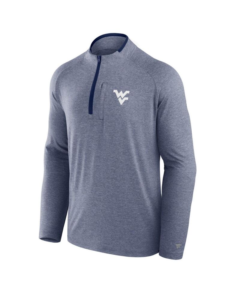 Men's Navy West Virginia Mountaineers Mock Neck Half-Zip Pullover Jacket