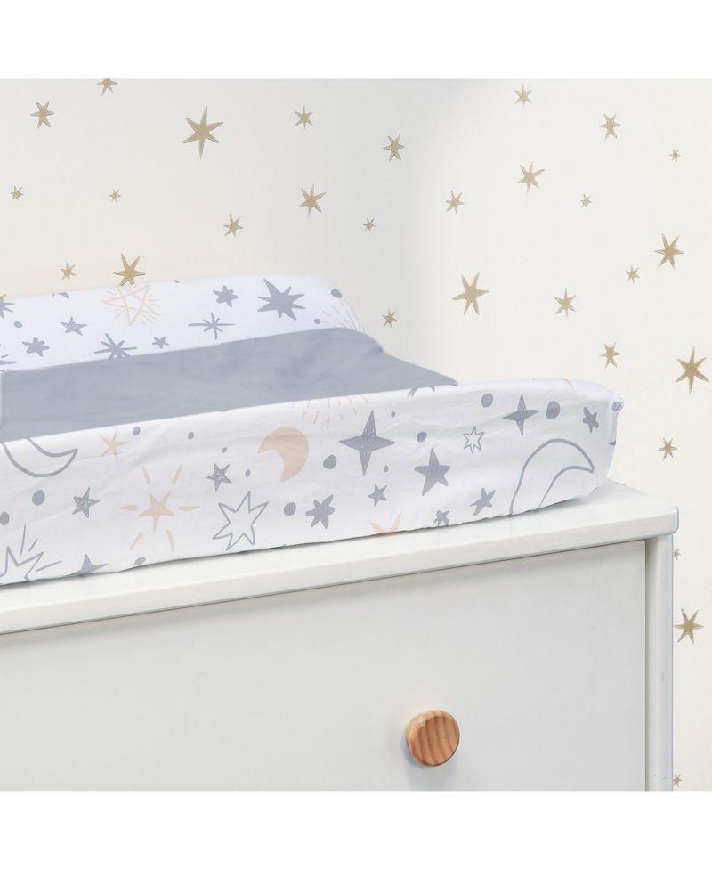 Baby Lambs and Ivy Goodnight Moon White/Gray Changing Pad Cover - Moons/Stars