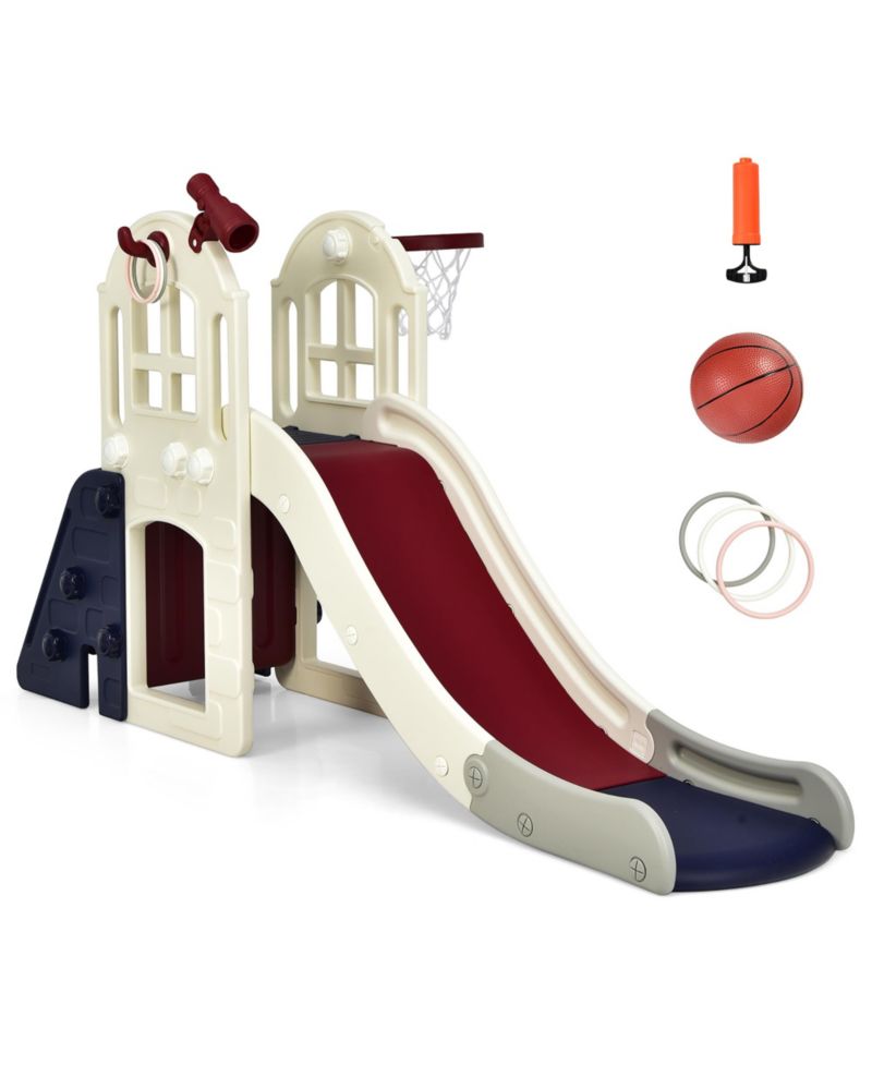 6-in-1 Basketball Hoop Slide Playset