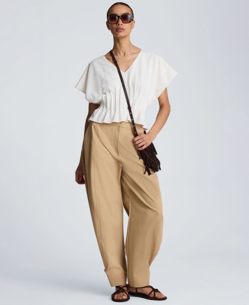 Women's Pleated V-Neck Top