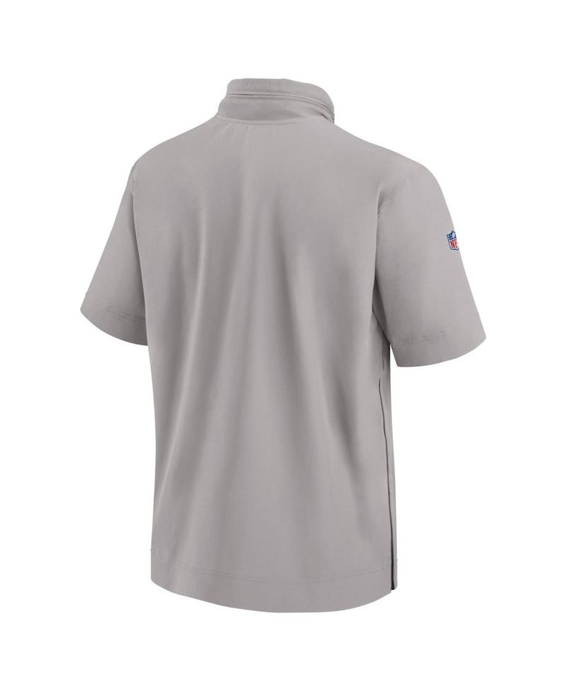 Men's Gray Miami Dolphins 2024 Sideline Coach Short Sleeve Half-Zip Hoodie Jacket