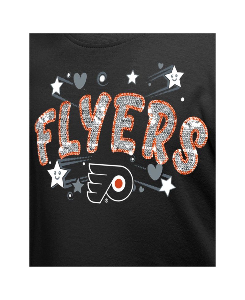 Girl's Big Boys and Girls Black Philadelphia Flyers Flip Sequin T-Shirt