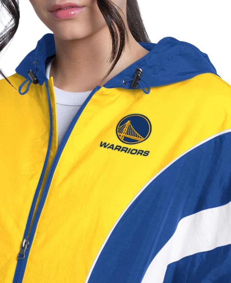 Women's Royal/Gold Golden State Warriors Quarterback Lightweight Oversized Full-Zip Jacket