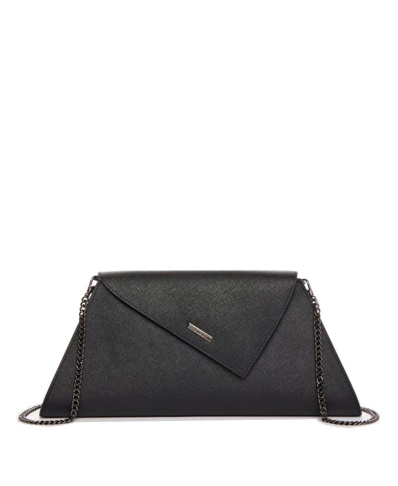 Womens Saffiano Leather Envelope Clutch Purse Crossbody Evening Bag with Chain Strap Elegant Handbag