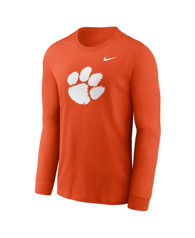 Men's Orange Clemson Tigers Primary Logo Long Sleeve T-Shirt