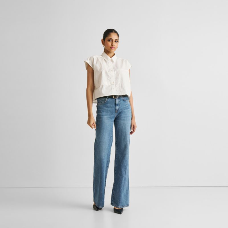 Women's Embroidered Panel Crop Top