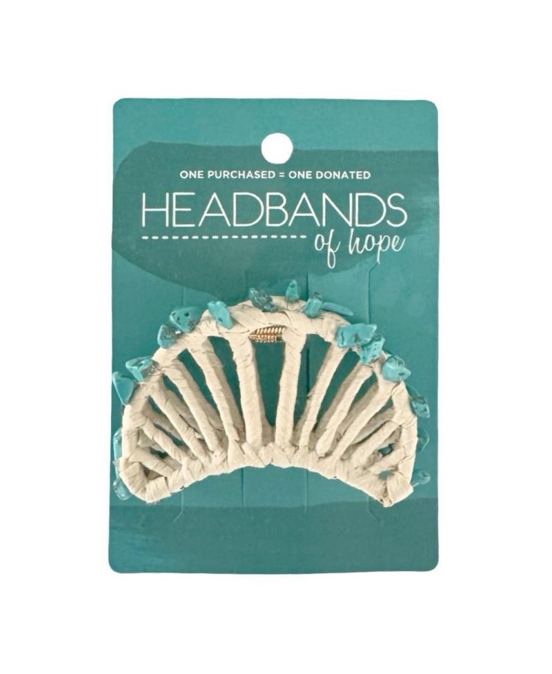 Women's Raffia Seashell Hair Claw Clip - Teal