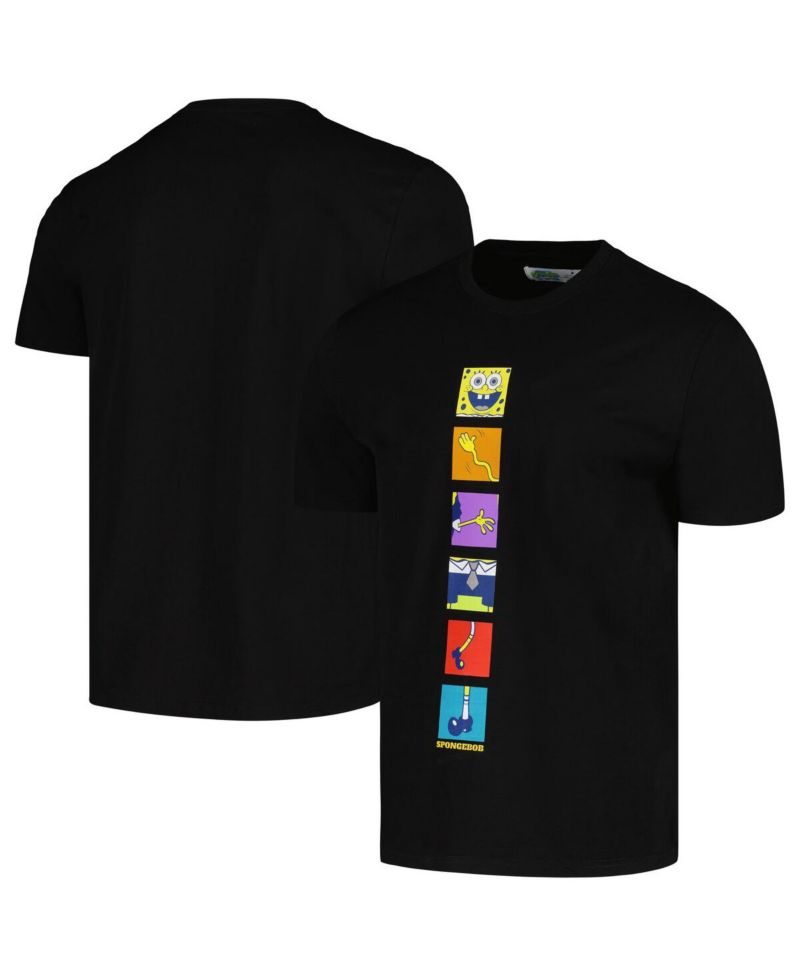 Men's and Women's Black SpongeBob SquarePants Pieces T-shirt