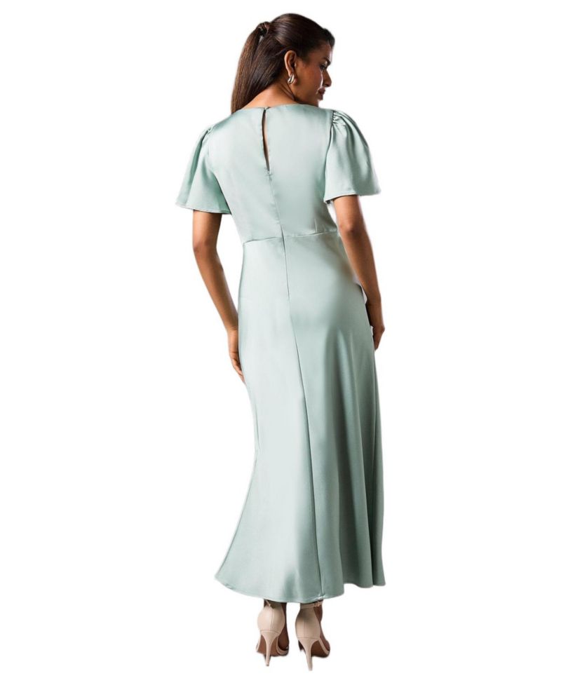 Women's Angel Sleeve Midi Bridesmaid Dress