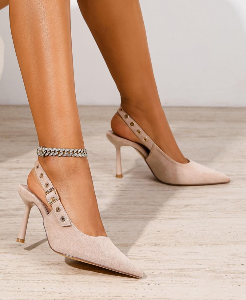 Women's Candes Microfiber Suede Slingback Pumps