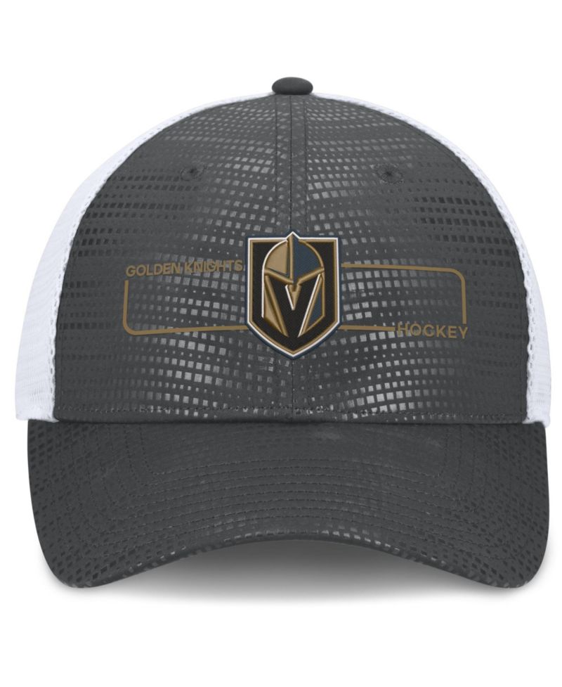 Men's Charcoal Vegas Golden Knights Authentic Pro Rink Boxed Logo Trucker Hat