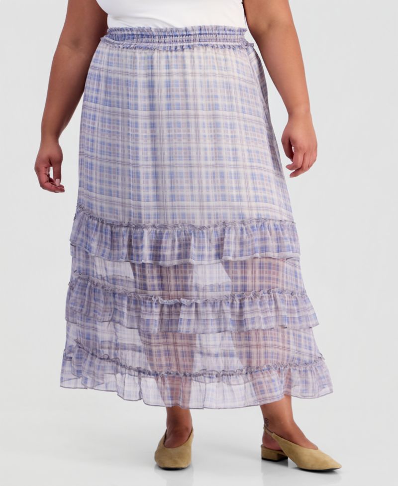 Trendy Plus Size Chiffon Midi Skirt