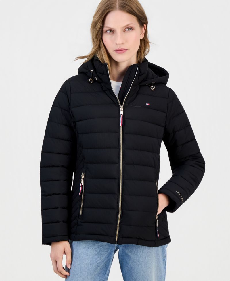 Women's Petite Hooded Packable Quilted Puffer Coat