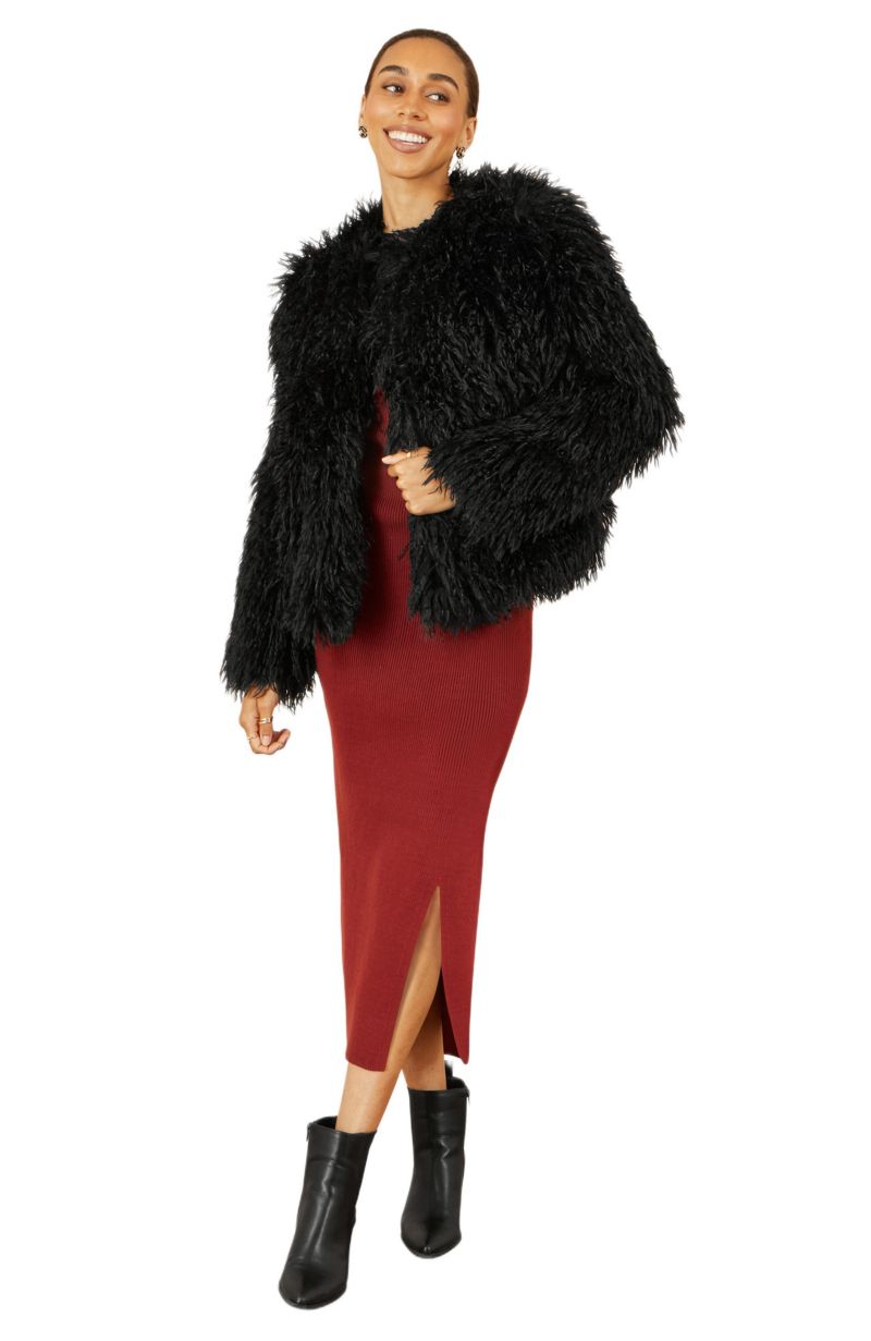 Women's Fluffy Cropped Faux Fur Coat
