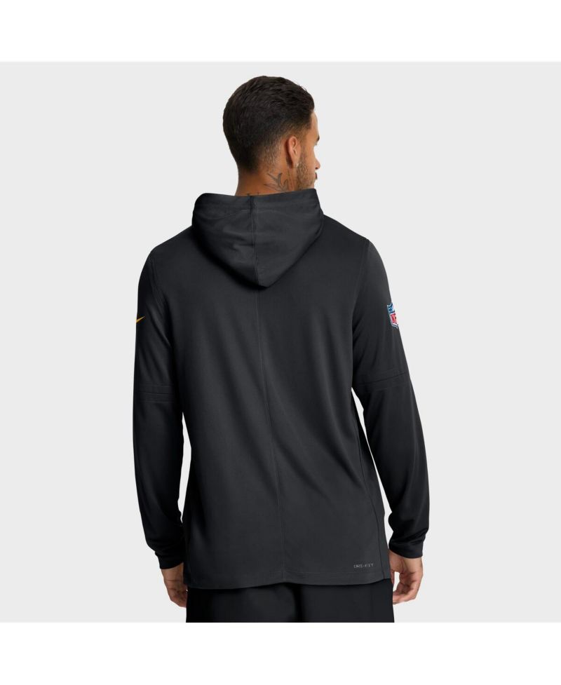 Men's Black Pittsburgh Steelers Big & Tall Sideline Performance Long Sleeve Hoodie T-Shirt