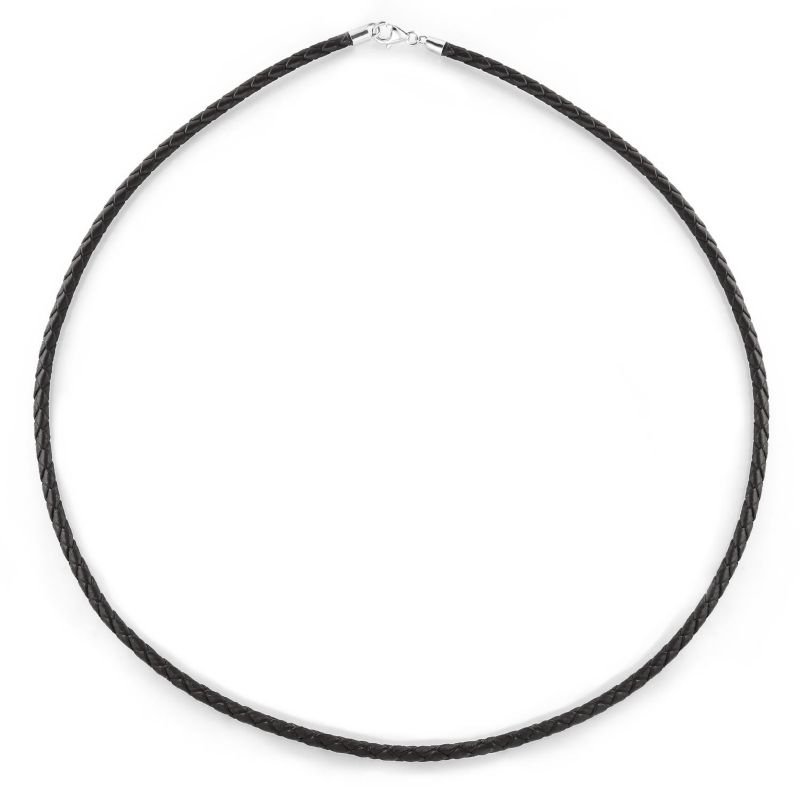 Leather Braided Cords Necklace Pendant Sterling Silver Clasp