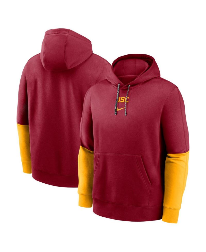 Men's Cardinal/Gold USC Trojans 2024 Sideline Club Pullover Hoodie