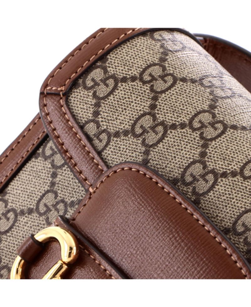 Mini Horsebit 1955 Rounded Shoulder Bag GG Coated Canvas and Leather