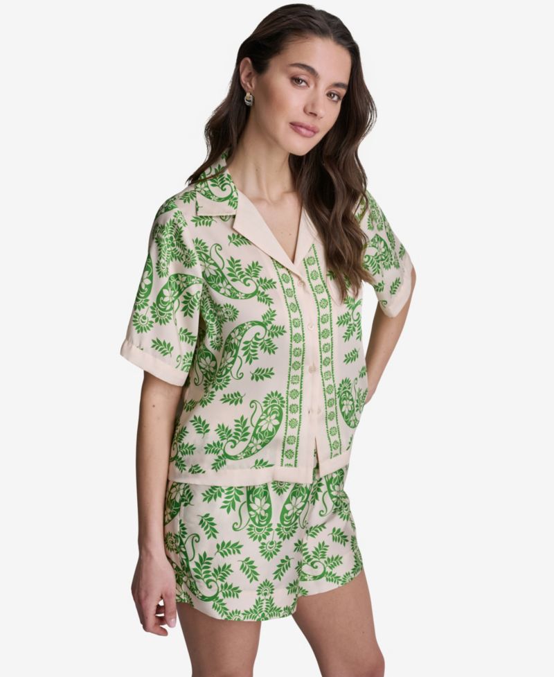 Women's Botanical Print Pull-On Shorts