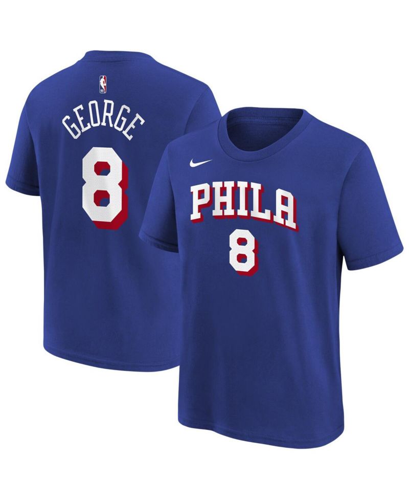 Big Boys and Girls Paul George Royal Philadelphia 76ers Icon Name & Number T-Shirt