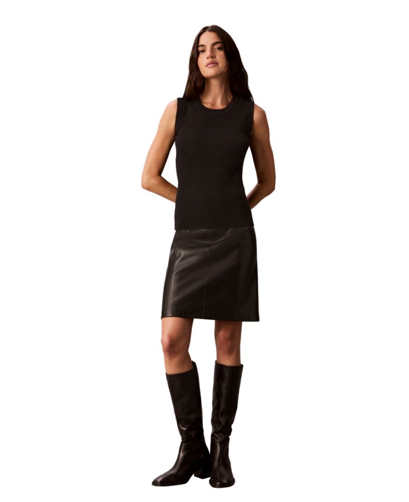 Women's Petite Ribbed Sleeveless Tank Sweater