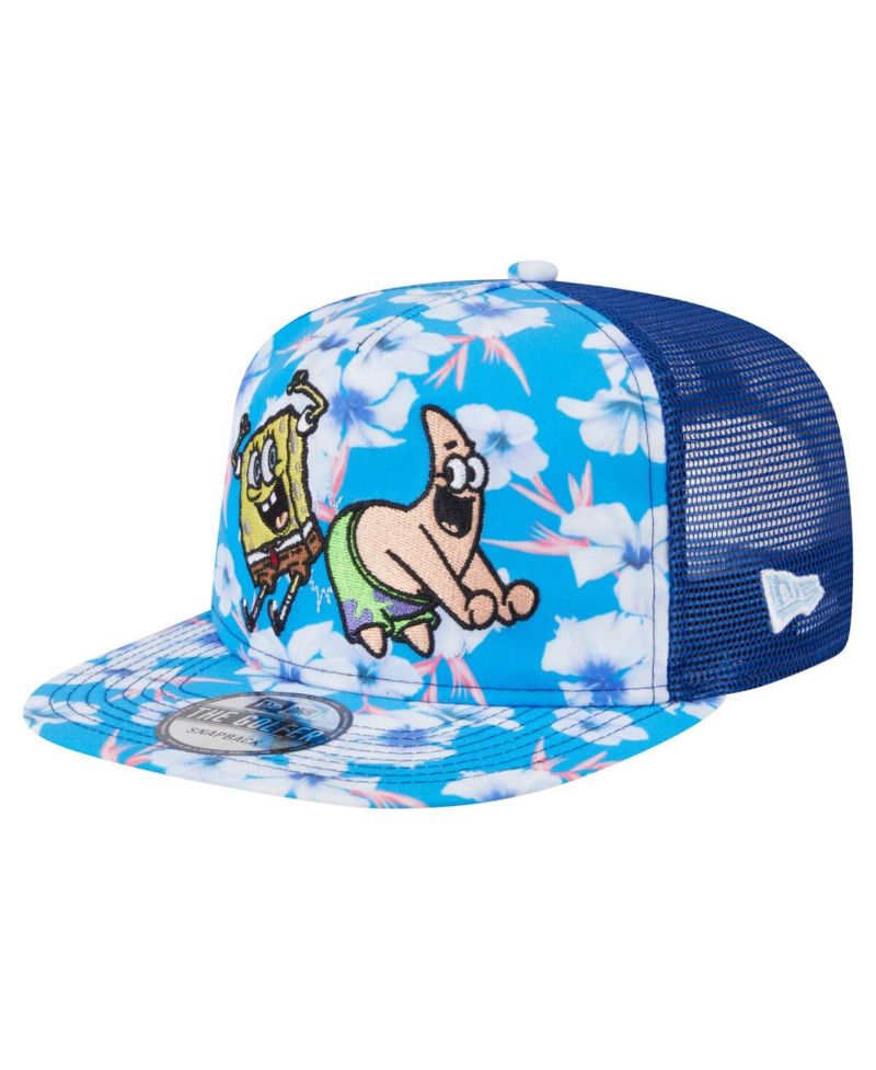 Men's Blue SpongeBob SquarePants Floral Golfer Snapback Hat