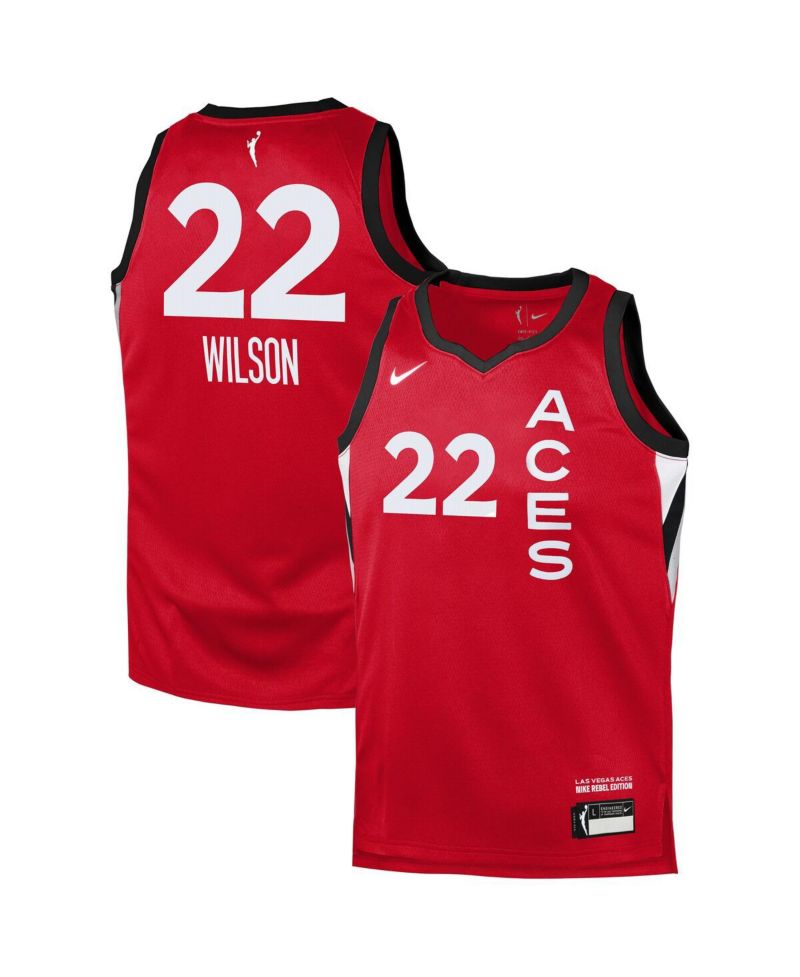 Big Boys and Girls A'ja Wilson Red Las Vegas Aces Rebel Edition Player Jersey