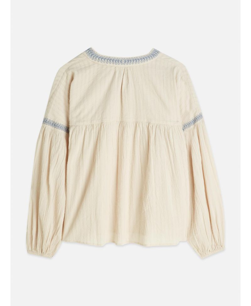 Women's Cotton Crepe Blouse with Embroidered Top