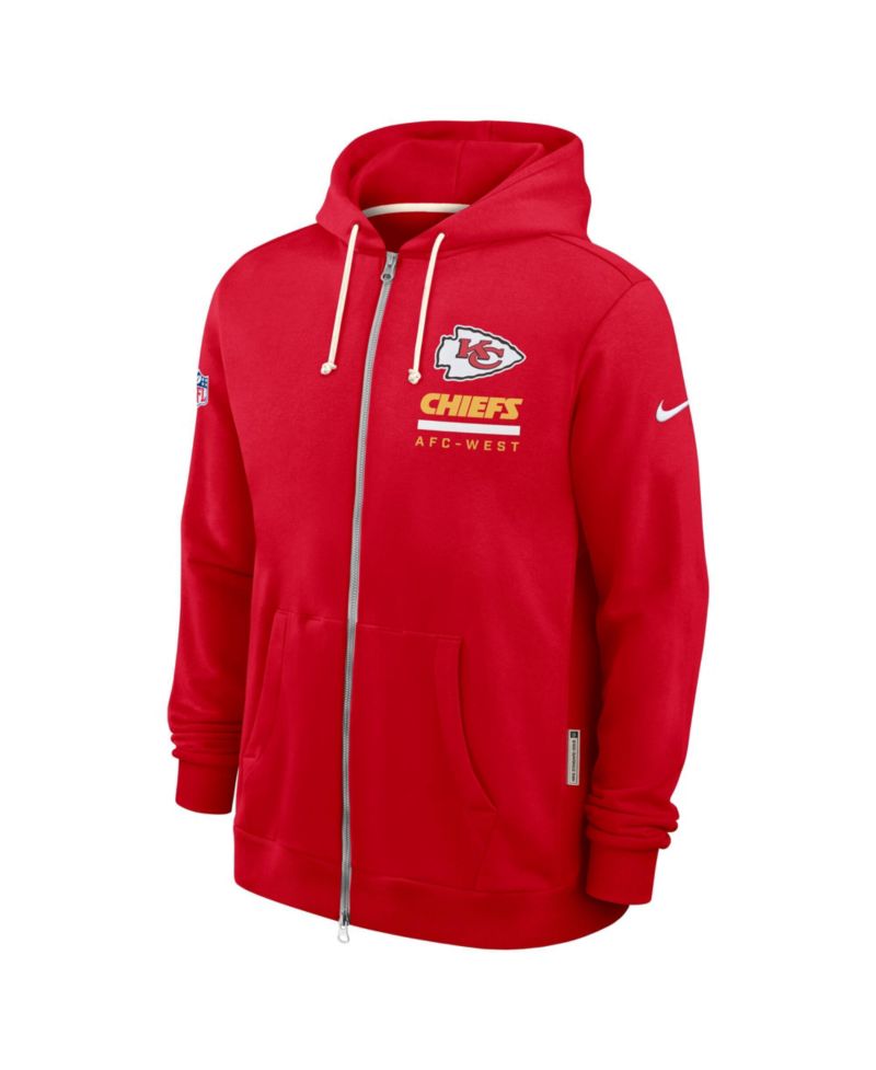 Men's Red Kansas City Chiefs Sideline Utility Player Performance Full-Zip Hoodie