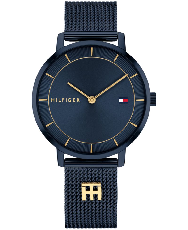 Women's Quartz Ionic Plated Blue Stainless Steel and Gold-Tone Steel Mesh Bracelet Watch 35mm