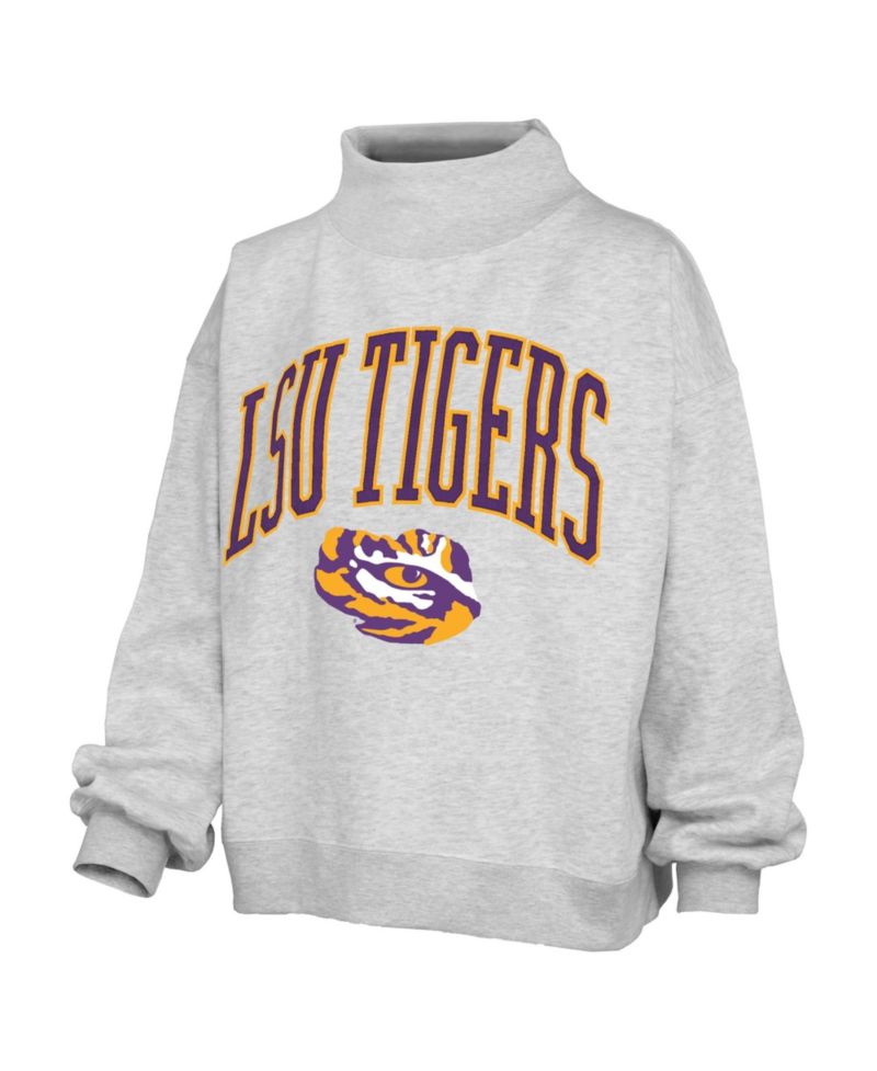 Women's LSU Tigers Nelson Texture Lingo Oversized Mock Neck Fleece Sweatshirt