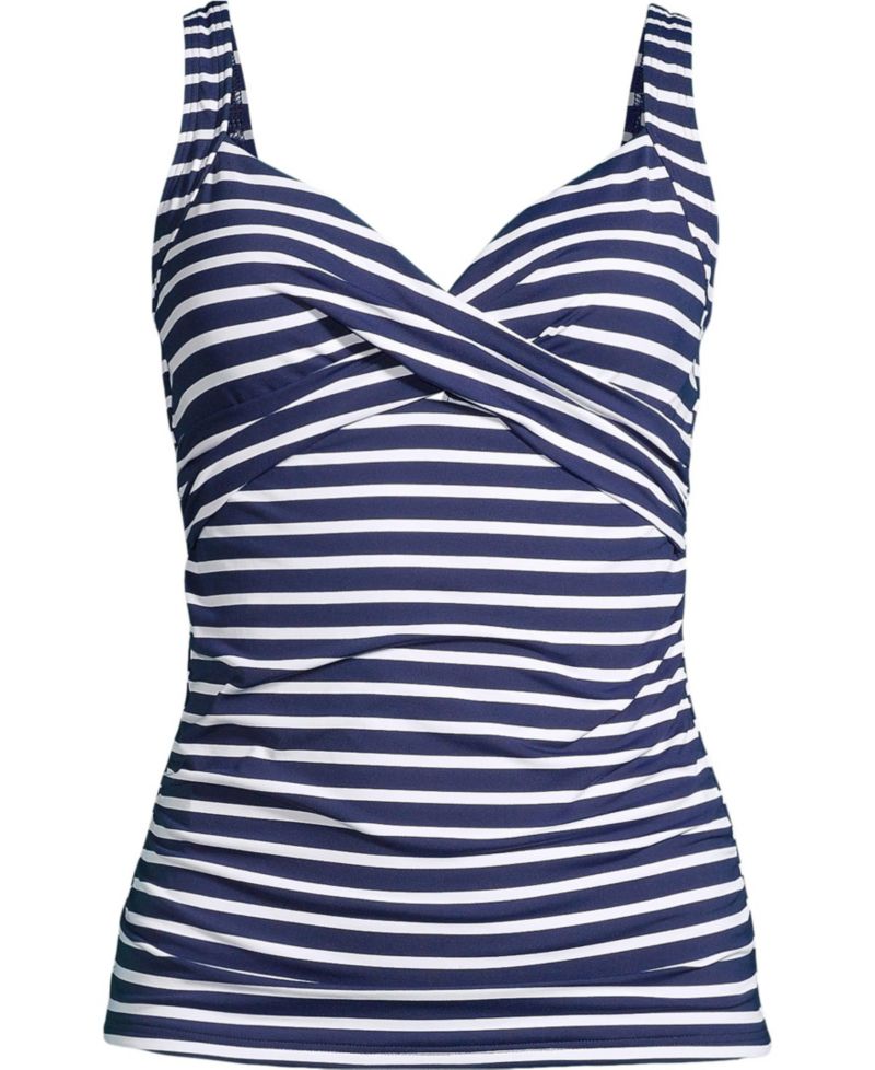 Women's V-Neck Wrap Underwire Tankini Swimsuit Top Adjustable Straps